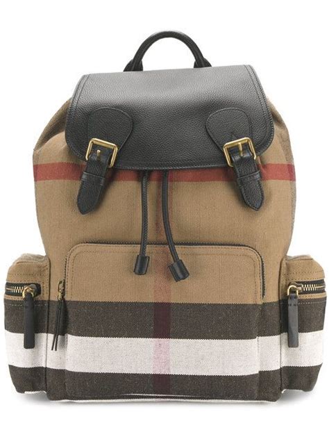 burberry large rucksack in canvas check and leather